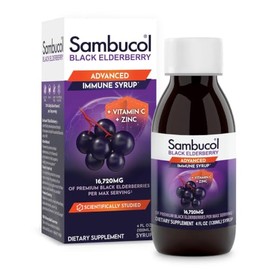 Sambucol Advanced Black Elderberry Syrup - Elderberry Syrup with Zinc and Vitamin C for Adults, Immune Support, High Antioxidants, Gluten Free - 4 Fl 