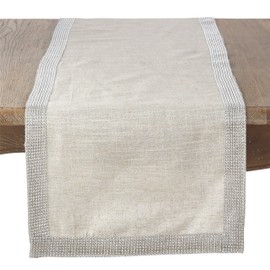 SARO LIFESTYLE - 315.S1654B SARO LIFESTYLE Lily Collection Studded Design Table Runner, 16" x 54", Silver