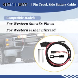 Getfarway 42014 4 Pin Battery Cable Truck Side Compatible with Fisher Western Snowex V-Blade Straight Blade, Expandable Plows