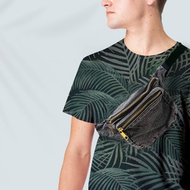 Funny Guy Mugs Premium Jean Fanny Pack - Dark - Retro Denim Acid Wash Jean Fanny Pack