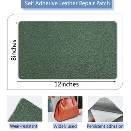Deep Green Leather Repair Patch for Furniture, 8" x 12" Self Adhesive Vinyl Leather Repair Kit for Couches, Handbags, Jackets, Car Seat, 2 Pcs