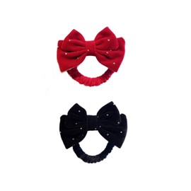 Hair ties scrunchies for women, Black Red Temperament Fashion Bow Scrunchies Hair Accessories Hair Ties(2pcs)