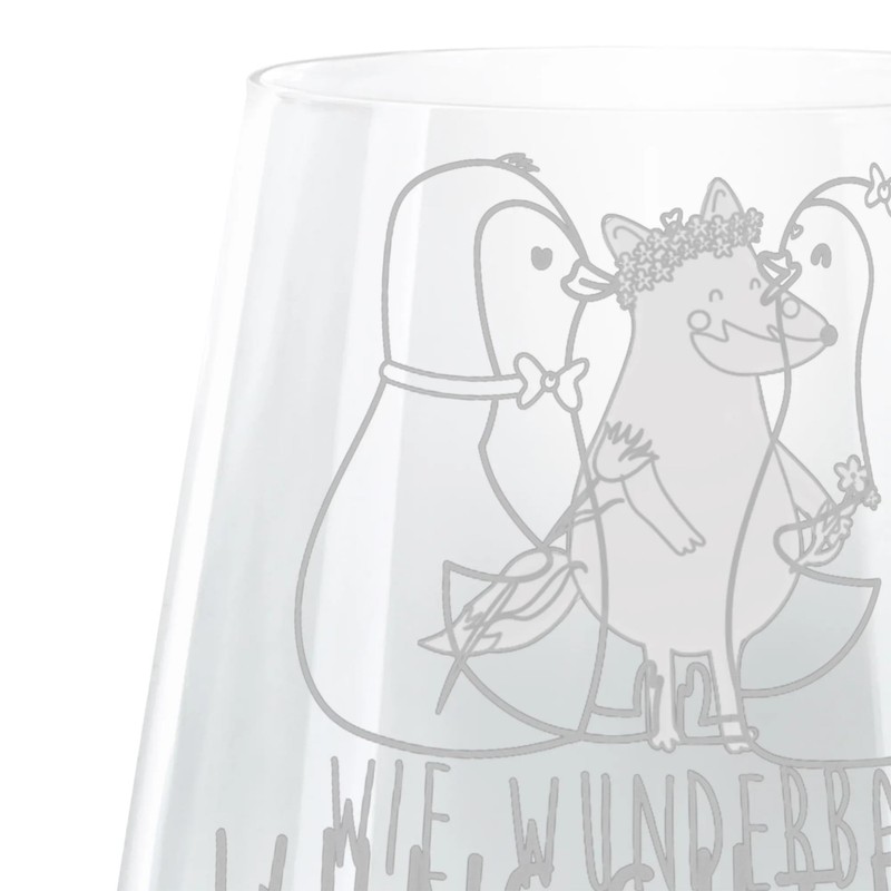 Mr. & Mrs. Panda Personalisiertes Cocktail Glas Pinguin Pärchen -