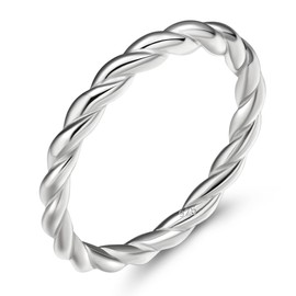 EAMTI Twisted Rope Ring for Women 925 Sterling Silver Stacking Wedding Band Size 5