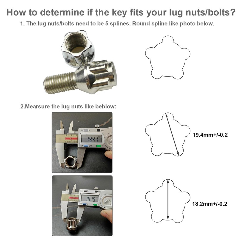WHEEL CONNECT Lug Nuts Key for Spline Drive Lug Nuts