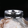King Will Intertwine 8mm Spinner Ring Silver & Black Edge