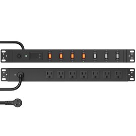 HHSOET 7 Outlet PDU Power Strip with Digital Display, 1U, Black, 6FT, 1