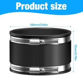 CLIUNT Flexible Rubber Sleeve 100 mm, Flexible Rubber Coupling, Flexible Rubber Sleeve, Pipe Connector with Stainless Steel Clamps, Pipe Connector Rubber Sleeve