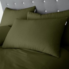 Catherine Lansfield Brushed Cotton Standard Pillow case Pair with envelope closure Green