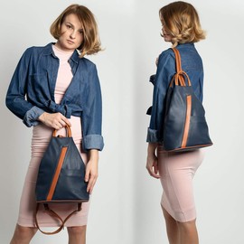 Fioretta Italian Genuine Leather Top Handle Backpack Purse Shoulder Bag Handbag Rucksack For Women