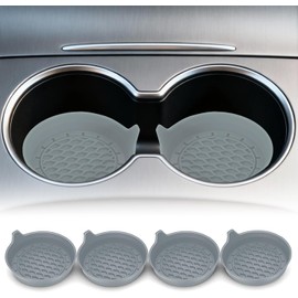HETIE Posavasos para Coche, Juego de 4 Portavasos Universales de Silicona, Antideslizantes y a Prueba de Fugas, Diámetro 8 cm (Gris)