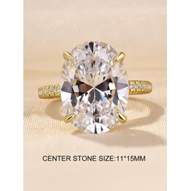 RODIFFY 5.0/8.0CT Excellent Oval Cut Engagement Ring,D-Color VVS Big CZ Gemstone 925 Sterling Silver Promise Ring (Yellow Gold,8CT, 7)