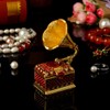 FJ FENGZHIJIE Trinket Box Gramophone Decor Gold Plated Crystal Phonograph