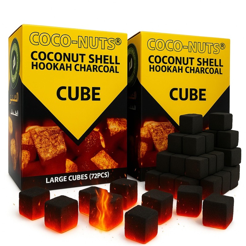 Zebra Smoke Coconuts Charcoal with 72pc Unit Charcoal Cubes, Coconut