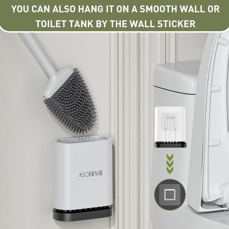ASOBEAGE Deep Cleaner Toilet Brush: Silicone Toilet Brush with No-Slip