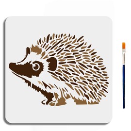 MAYJOYDIY Hedgehog Stencil 30 x 30 cm Large Painting Template for Wild Animals with Brush Reusable Drawing Template for Nocturnal Animals for Wood Fabric Walls Window Crafts