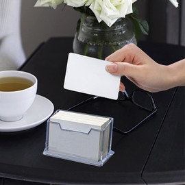 Business Card Holder, 4 Pieces Acrylic Business Card Stand, Transparent Business Card, Table Stand in Landscape Format, Freestanding Business Card, Table Stand for Desk, Office, Collection, Organiser,