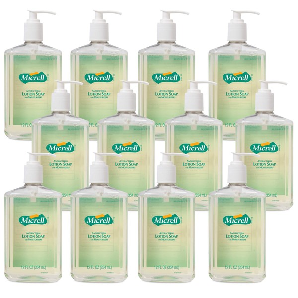 Purell Micrell Antibacterial Lotion Soap, Lemon Citrus Fragrance, 12 fl oz Lotion Hand Soap Pump Bottle (Pack of 12) – 9759-12
