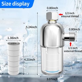 Brass pre-filter for Water Filtration, Compatible with Dishwashers, Washing Machines & Water Heaters, L-Shape Sediment Filter (L-cotton core type-4 cores)