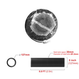 Lootich Aluminium Flexible Exhaust Hose Flexible Air Pipes for HVAC Ventilation
