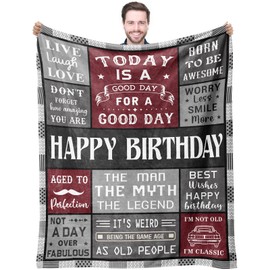 Joyloce Happy Birthday Gift for Man Blanket 60"X50", Funny Bday Party Decorations, Birth Day Presents for Him, Friends, Grandpa, Dad, Husband Throws, Regalos De CumpleañOs para Hombres