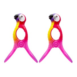 CAVLA 2 Pcs Beach Towel Clips, Lounge Chairs Clips, Parrot Towel Clips for Beach Chairs, Strong Towel Clips for Keep Your Cloth or Towel from Blowing, Cruise Beach Patio, Pool Accessories