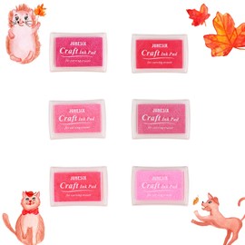 6 Different Shades of Pink Ink Pads, Pink Stamp Pad Washable, Pink Ink Pads for Rubber Stamps(Packaged in Plastic to Prevent Ink Evaporation), Pet Safe Ink Pad