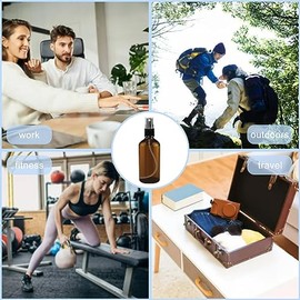 Nutabevr 4 St√ºck Braun Zerst√§uber Spr√ºhflasche, 2x100 ml + 2x50ml Spr√ºhflasche Klein Glas mit trichte und tropferr, Glas Sprayflasche Leer, Spr√ºhflaschen zum Bef√ºllen Tragbares, f√ºr Kosmetik √ñle