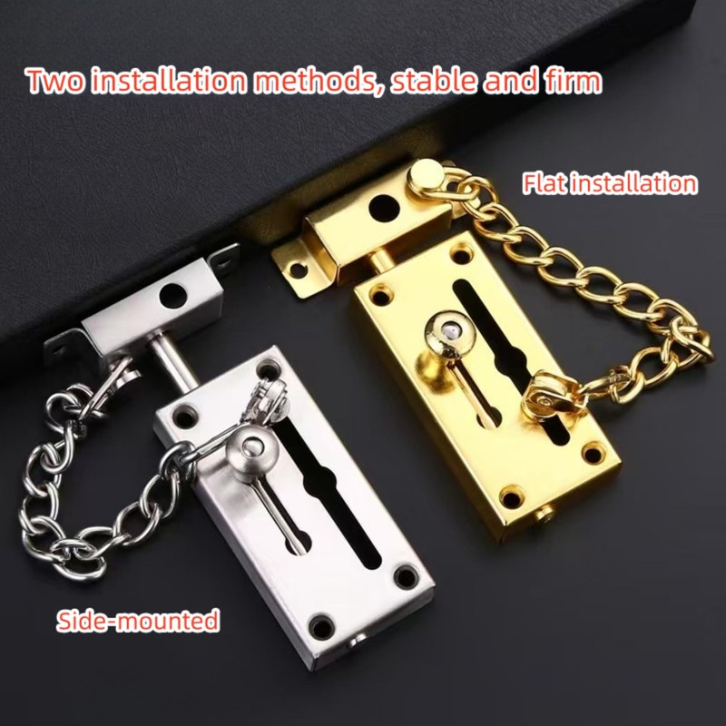 Stainless Steel Anti-hotlink Latch, Sliding Bolt Latch with Chain, Household