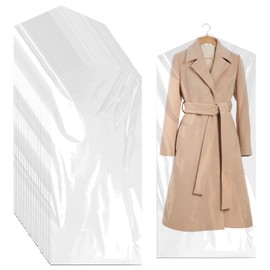 Plastic Suit Bag, Pack of 30 Transparent Hanging Garment Bags, Transparent Garment Bags, Hanging Clothes Protective Cover, Dustproof Clothing Protector for Suits, Dresses, Jackets, Shirts (60 x 150