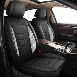 RAWAKORW Bling Diamond Car Seat Covers Fit for GLB-Class 2020-2023: Full Set Luxury Leather Seat Cushion Waterproof Automotive Seat Protectors (Black,5 Seats)