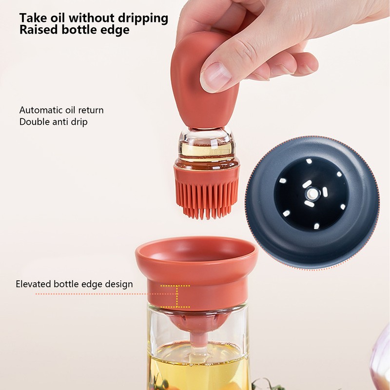 2pcs Oil Container with Silicone Brush Oil Dispenser Bottle for