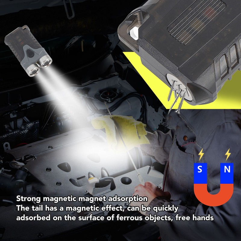 Mini Pocket Keychain Flash Light USB Portable Magnetic Mini Powerful