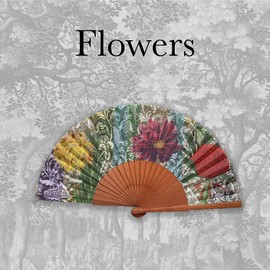 Tusitala Barcelona - Patchwork Flores Fan with Exclusive Design Original Fan Made of Wood and Cotton Spanish Fan Patchwork Collection