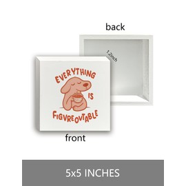 Everything Is Figureoutable Sign,Motivational Desk Decor, Positive Affirmations Wooden Box Sign,Cute Dog Positive Quote Wood Signs for Home Office Desk Table Shelf Decor, 5x5 Inch,Decorative Signage