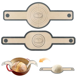 Silicone Bread Sling,2 PCS Bread Baking Mats for Dutch Oven,Non-Stick & Easy to Clean Reusable Sourdough Silicone Bread Sling with Long Handles,Easy and Stable to Transfer Sourdough Bread(Type B)