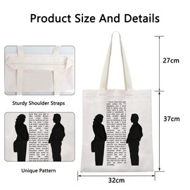 POFULL Romance Film Gift Movie Lover Shopping Bag Film Buff Gift Romantic Comedy Gift 80's Movie Inspired Tote Bag (I love that)