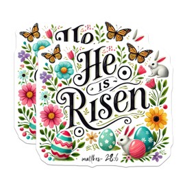 (2 Pack) He is Risen Magnets - Bible Verse Decor - Easter Faith Magnets - 5" On Longest Side - for Cars, Fridges, Toolboxes - Made in USA - MAG6104