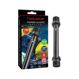 Aquatop 100W Thermo-Quartz Electronic Heater - Fully Submersible for Fish Tanks Up to 30 Gallons, Preset 78F Electric Thermostat, Fresh & Saltwater Use, Aquarium Heaters, TQ-100W