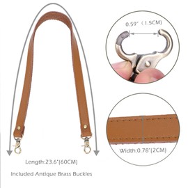 VanEnjoy Pair Genuine Leather Purses Strap Sewing Canvas Backing Bag Handles Replacement, Brown