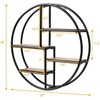 FANTASK Round Wall Shelf, Wood Floating Decorative Shelf w/ Metal