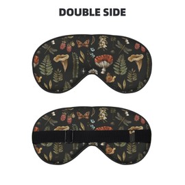 Vintage Mushroom Fern Sleep Mask Eye Mask with Adjustable Strap Eye Sleep Shade Cover Blocks Light for Women Men Airplane Travel Nap