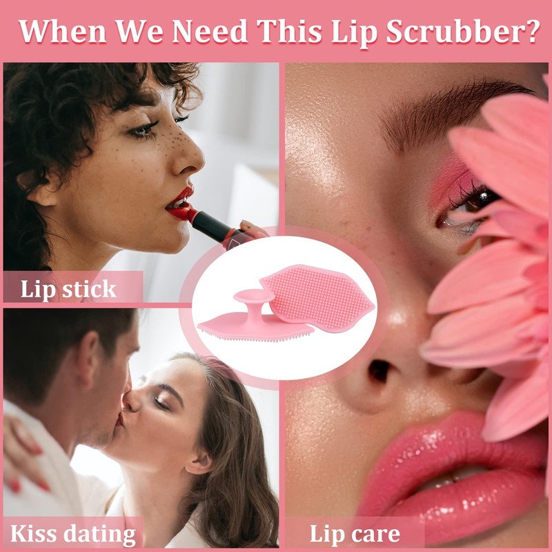 2 Pieces Lip Scrub Brush, Silicone Lip Scrubber and Exfoliating