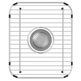 SlimmKISS Sink Rack,Sink Protectors for Kitchen Sink,11.5" x 13.8",Stainless Steel Sink Grid for Bottom of Sink,Metal Sink Grate with Strainer,Centered Drain for Single Bowl with Corner Radius,1 pack