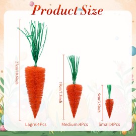 DoubleFill 12 Pcs Easter Carrot Decorations Artificial Fake Carrots Tabletop Decor Spring Easter Bunny Ornament for Basket Filler Hunting Party Tree Farmhouse Table Fireplace DIY Decor (No Base)