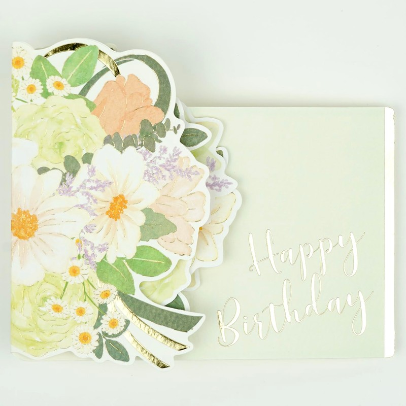 GREETING LIFE BIRTHDAY CARD FLOWER POP UP GREEN LY-46