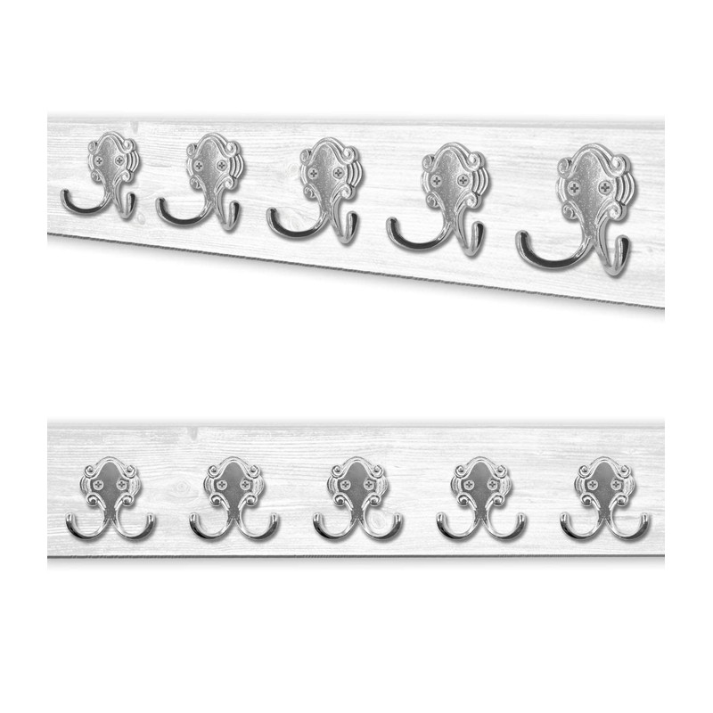 Fuxxer® Antique Double Hooks Set of 5 Wardrobe Hooks 54