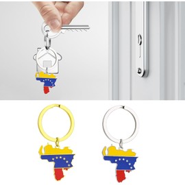 Hejhncii - Llavero con bandera de mapa de Venezuela de acero inoxidable, diseño de mapa de Venezuela