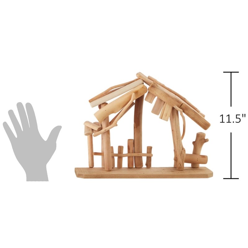 RAZ IMPORTS 15" WOODEN CRECHE MADE OF DRIFTWOOD FOR YOUR