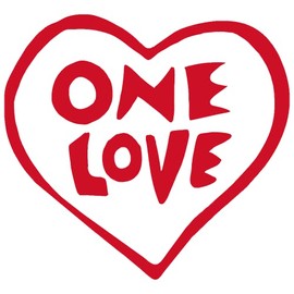 One Love Heart Rasta Reggae Vinyl Cutout Sticker Rub On Decal 3.25-by-3 Inches (White)